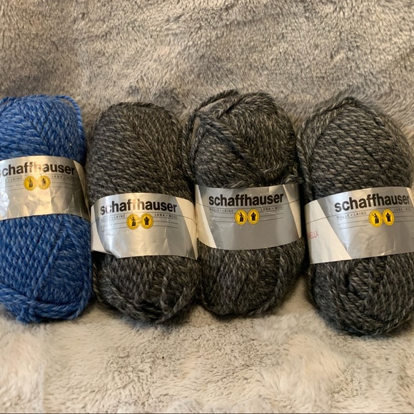4 Skeins Schaffhauser Wolle Yarn Virgin Wool Acrylic 3 Gray 1 Blue - Picture 2 of 12